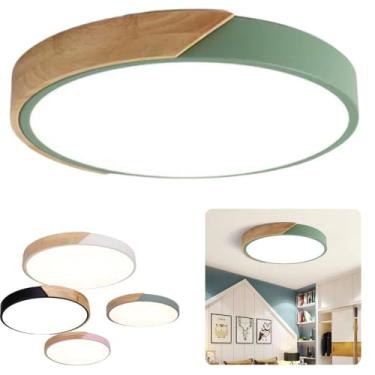 Imagem de Luminária LED Gourmet Redonda Plafon 3 Tons de Luz Ambientalista Sala Corredor Escritório Colorida Bivolt (Verde)