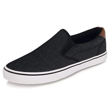 Imagem de Tênis masculino preto clássico cano baixo lona moderno com palmilha macia casual sapatos sociais para homens confortáveis sapatos de caminhada, Preto sem cadarço, 45