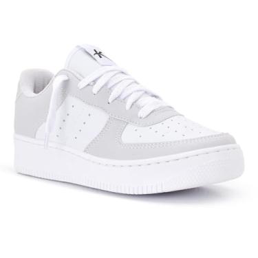 Imagem de Tenis Feminino Casual Kalum Academia Skate Retro Classico One Force Original (CINZA BRANCO, BR, Adulto, Numérico, 35)