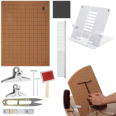 Imagem de 108 peças de ferramentas e suprimentos de macramê incluem placa de macramê, suporte ajustável com pinos em forma de 100 T, grades de dupla face, placa de fabricação de pulseiras com pincel, régua de