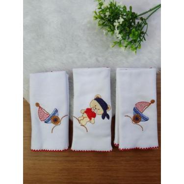 Imagem de Kit Fralda De Boca URSINHO MARINHEIRO em Malha Bordada para Bebê  Meni