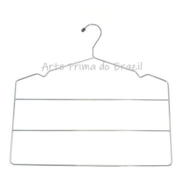 Imagem de Cabide Com Cava Triplo P/ Calça Metal Cromado Jogo 6 Peças - Arte Prim