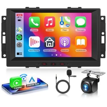 Imagem de Estéreo automotivo 2G + 64G Android 13 para Jeep Wrangler JK Compass Patriot/Chrysler/Dodge RAM com carro sem fio/Android Auto, rádio com tela sensível ao toque de 8 polegadas GPS/WiFi/Bluetooth/FM