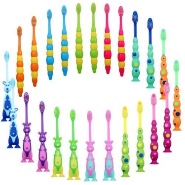 Imagem de Escova de dentes Lauwell Toddler Soft Bristle com capa, pacote com 36