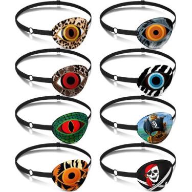 Imagem de Tapa-olhos Eurzom para crianças ajustáveis, reutilizáveis, 8 unidades