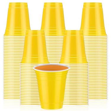 Imagem de Copos de plástico descartáveis Sabary 12 onças, pacote com 100 amarelo