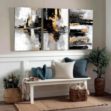 Imagem de Kit 3 Quadros Decorativos Canvas, Arte Para Quarto, Sala, Corredor, 40x50cm, Abstrato