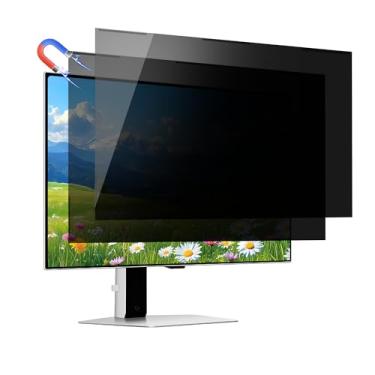 Imagem de (Pacote com 2) Filtro magnético de tela de privacidade de computador de 68 cm para monitor widescreen 16:9, tela de privacidade removível, antiespião, filtro privado de segurança (adequado apenas para