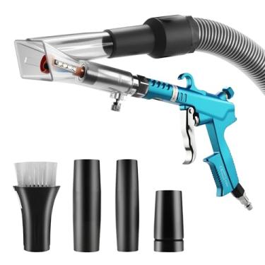 Imagem de GOCCIDA Pistola de sopro de ar e pistola de vácuo de detalhes interiores de carro 2 em 1 com bocal de fluxo de ar ajustável, pistola de limpeza rapidamente explode sujeira e poeira da superfície