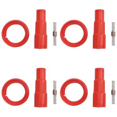 Imagem de TRQ Conjunto de botas de bobina de ignição de desempenho vermelho compatível com Lexus CT200h 2009-2010 Pontiac Vibe 2008-2014 Scion xD 2009-2015 Toyota Corolla 2009-2013 Matrix 2010-2015 Prius