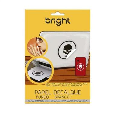 Imagem de Papel Adesivo Fundo Branco A4 Impressão Jato Tinta Bright