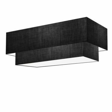 Imagem de Plafon Duplo Retangular Vivare Md-3044 Cúpula Em Tecido 70x30cm X 60x25cm - Bivolt Preto 127/220v