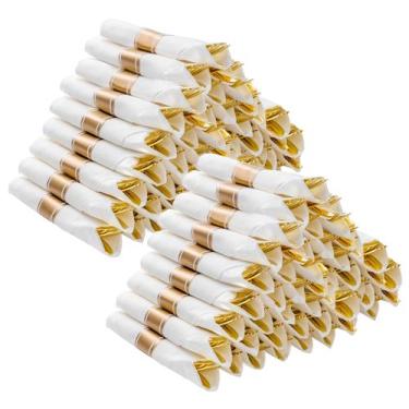 Imagem de Conjunto de talheres de plástico dourado BESTVIP, pacote com 100 guard