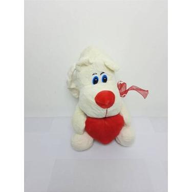 Imagem de Cachorro de Pelúcia Branco Coração Amigo 24 cm - SDR1903-24 - Tuka Toy