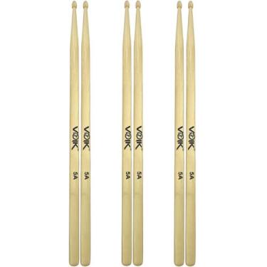 Imagem de Kit Pares de Baquetas Ponta de Madeira Maple Voik 5A, 3