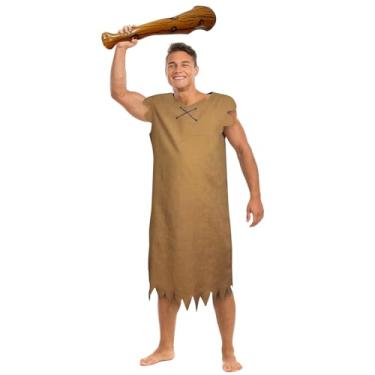 Imagem de FINASKASU Fantasia de Halloween masculina clássica de homem das cavernas cosplay fantasia engraçada simples pré-histórica (marrom, médio)