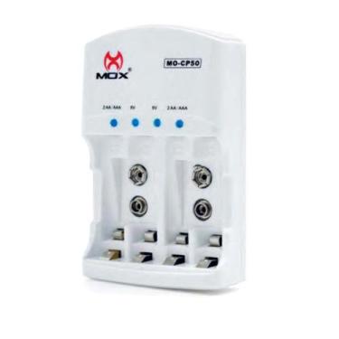 Imagem de Carregador de pilhas e bateria 9v - recarregáveis mo-cp50 - Mox