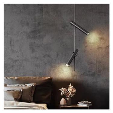 Imagem de ELFINFI Lâmpada pendente LED preta giratória sala de estar quarto lustre 1/2/3 cabeças, iluminação pendente de teto