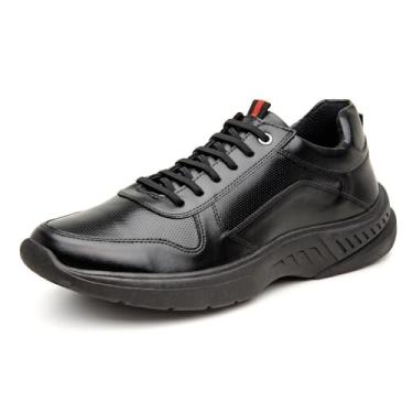 Imagem de Tenis Sneaker Sola Robusta Masculino Moderno Almofadado com Espuma Absorção de Impacto Caminhada Tamanho:44;Cor:Preto;Gênero:Masculino;Departamento BS:Esporte
