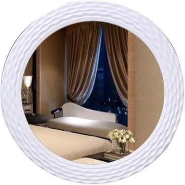 Imagem de Espelho cosmético espelho de maquiagem espelho de banheiro de madeira maciça pendurado na parede penteadeira oval espelho de maquiagem espelho decorativo de parede espelhos de parede