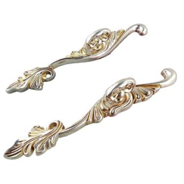 Imagem de CXYFQUUK Puxadores de ferragens de móveis prateados antigos armários de cozinha puxadores de gaveta de porta deslizante puxadores de armário de armário 2 peças (direita)