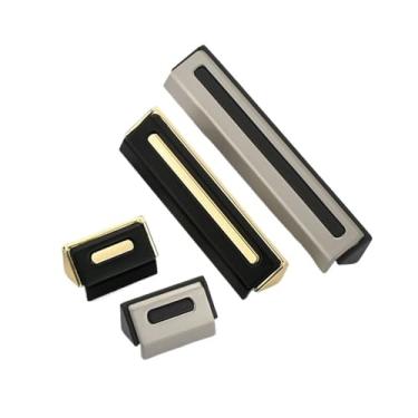 Imagem de CXYFQUUK Puxadores de armário de sapatos dourados pretos com fivela escura puxadores de cômoda de liga de zinco puxadores de gaveta puxadores de armário ferragens 2 peças (ouro preto 96 mm)