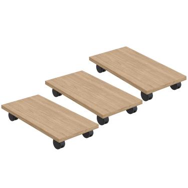 Imagem de Kit 03 Suportes Para Cpu Com Rodízios Cyber L03 Amadeirado - Lyam