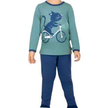 Imagem de Pijama Modal Manga Longa Infantil Gatinho Menino Dedeka