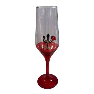 Imagem de Taça Pomba Gira Flor Tridente Champagne Buffet Vidro 186Ml