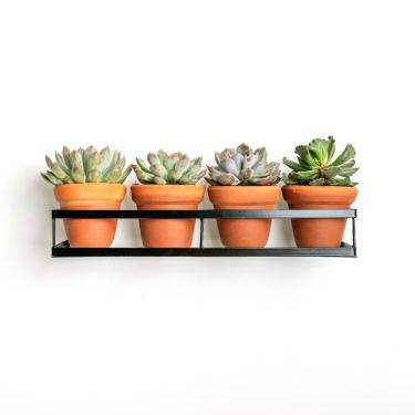 Imagem de Suporte para Plantas, Kit 4 Suporte Porta Vaso de Planta Parede Prateleira de Aço para Floreira Jardim(Preto)