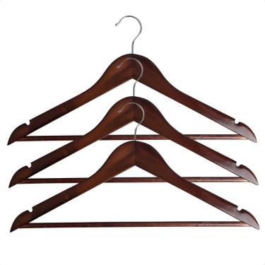 Imagem de Kit 3 Cabide de Madeira para Organização de Roupas