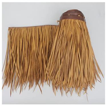 Imagem de Rolo de telhas de palha sintética de palmeira, telhado de palha artificial retardador de chamas Tiki Bar Huts painéis de telhado de palha capa de guarda-chuva decoração de bar tropical de jardim