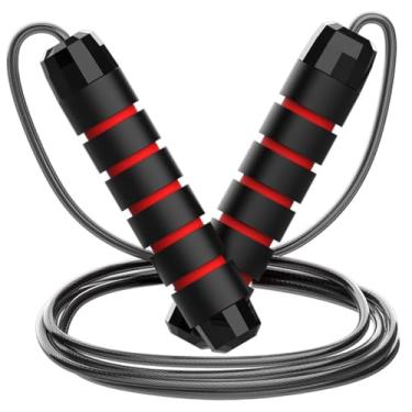Imagem de Corda de pular, cabo de pular de velocidade rápida grátis com rolamentos de esferas para fitness, exercícios domésticos e corpo fino - vermelho