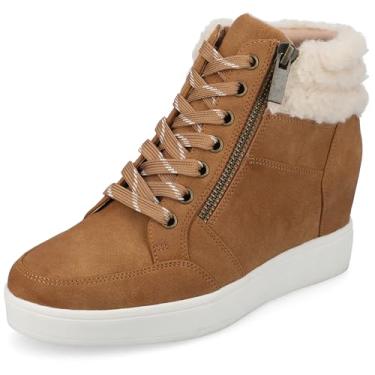 Imagem de Journee Collection Tênis feminino Clarity com cadarço e zíper, Conhaque, 41