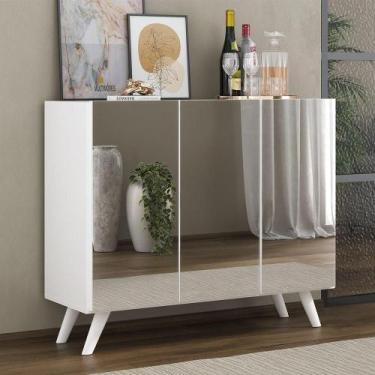 Imagem de Aparador 3 Portas Com Espelho Retrô Mp1013 Branco - MULTIMOVEIS