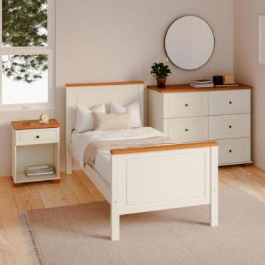 Imagem de Conjunto Dormitório 1 Cama Solteiro 1 Mesa de Cabeceira 1 Cômoda Anand