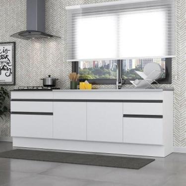 Imagem de Kit 2 Balcões Gabinete Pia 150cm E Cooktop 70cm Branco/preto - MULTIMO