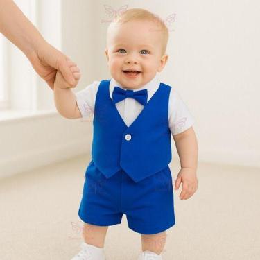 Imagem de Conjunto Infantil Social com Gravata Borboleta Bebê Menino RN a 05 mes