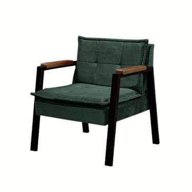 Imagem de Poltrona Fortaleza Veludo Verde Base Em Metal Preto