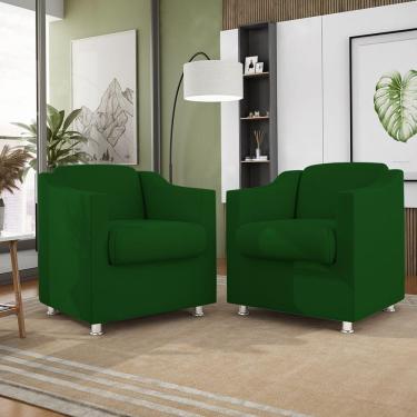 Imagem de Kit 02 Poltronas Recepção Consultório Suede Balaqui Decor Cor:verde