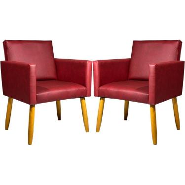 Imagem de Kit 2 Poltronas Decorativa Para Sala Recepção Consultório Nina Corino Cores Pé Palito 30 Cm Castanho