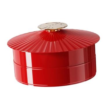 Imagem de ＫＬＫＣＭＳ Bandeja de servir dividida com tampa, travessa para petiscos, organizador de alimentos, prato para servir frutas secas e doces de Ano, Dupla Camada