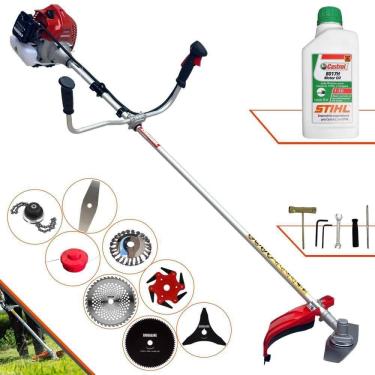 Imagem de Roçadeira Kawashima Bcj620l + 6 Facas + Escova + Óleo Stihl