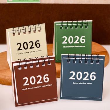 Imagem de 4 peças/conjunto 2026 mini calendário de mesa pequeno organizador de agenda mensal com cores vivas para escritório em casa, agendamento diário e planejamento anual (7,5 x 6,5 cm)