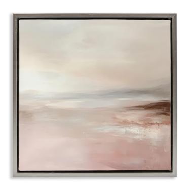 Imagem de Stupell Industries Muted Landscape Pink Tides Gray Framed Floater Canvas Wall Art, design by Petal Prints Design, 18 x 18