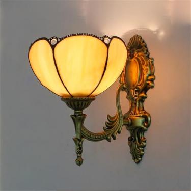 Imagem de Luminária de parede retrô americana em vidro colorido com LED, estilo europeu, luxuosa, para sala de estar, restaurante, quarto, escritório, casa de campo, hotel, café, bar, corredor (1 lâmp