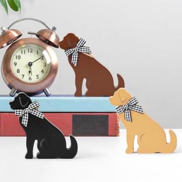 Imagem de WATINC Decoração de mesa de centro de mesa para cães – 3 peças, bandeja de madeira em camadas, placa, decoração de mesa, casa de fazenda, vintage, rústico, para labradores, amantes de animais de