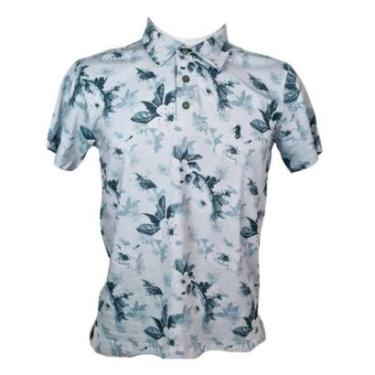 Imagem de Camiseta Polo Masculina Floral Branca Sglum M-Masculino