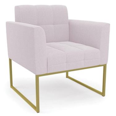 Imagem de Poltrona Para Sala Base Industrial Dourado Ana Bouclé Rosê - Ibiza