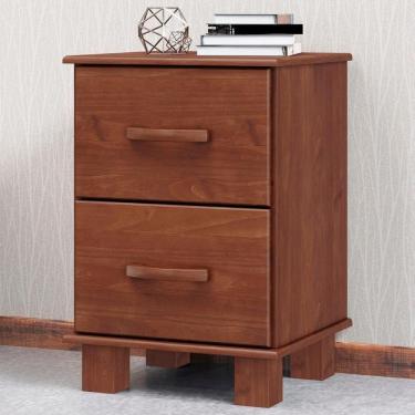 Imagem de Mesa De Cabeceira Para Quarto 42cm 2 Gavetas Renzo Imbuia F07 - Mpozenato